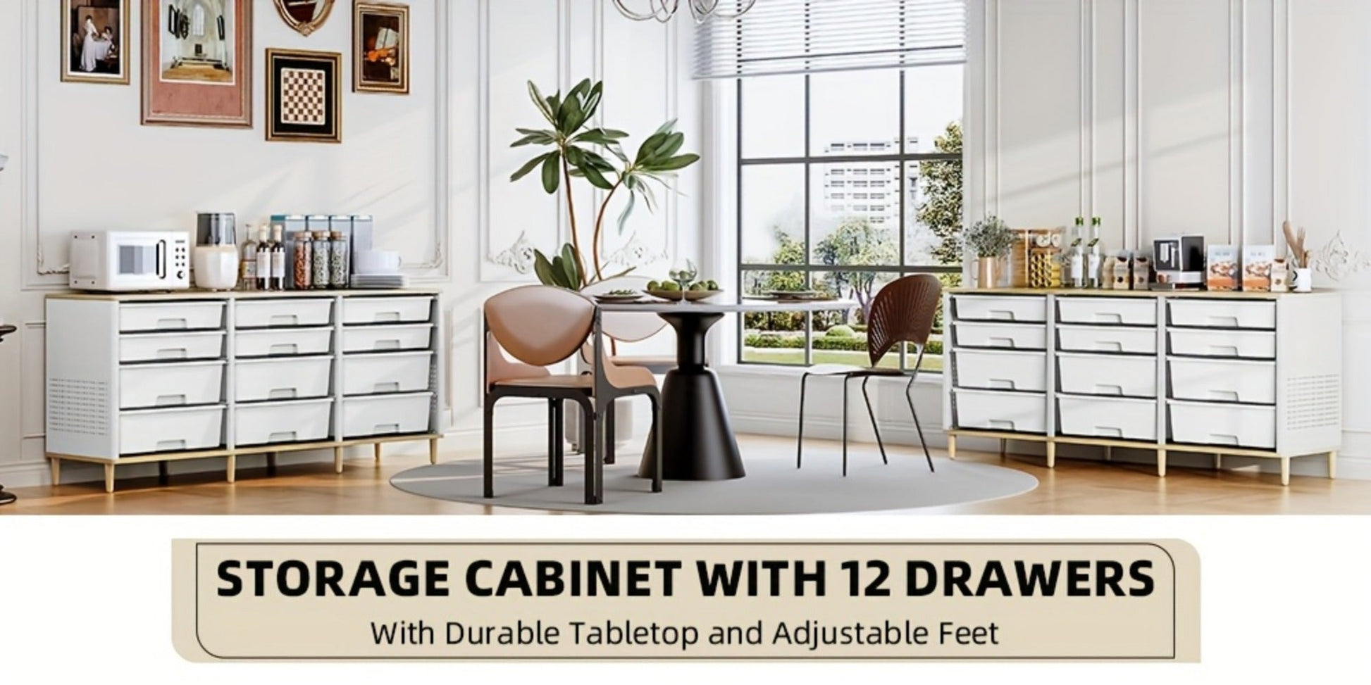 12-Drawer Storage Cabinet, Home Storage Cupboard for Living Room detail image - detail view 15