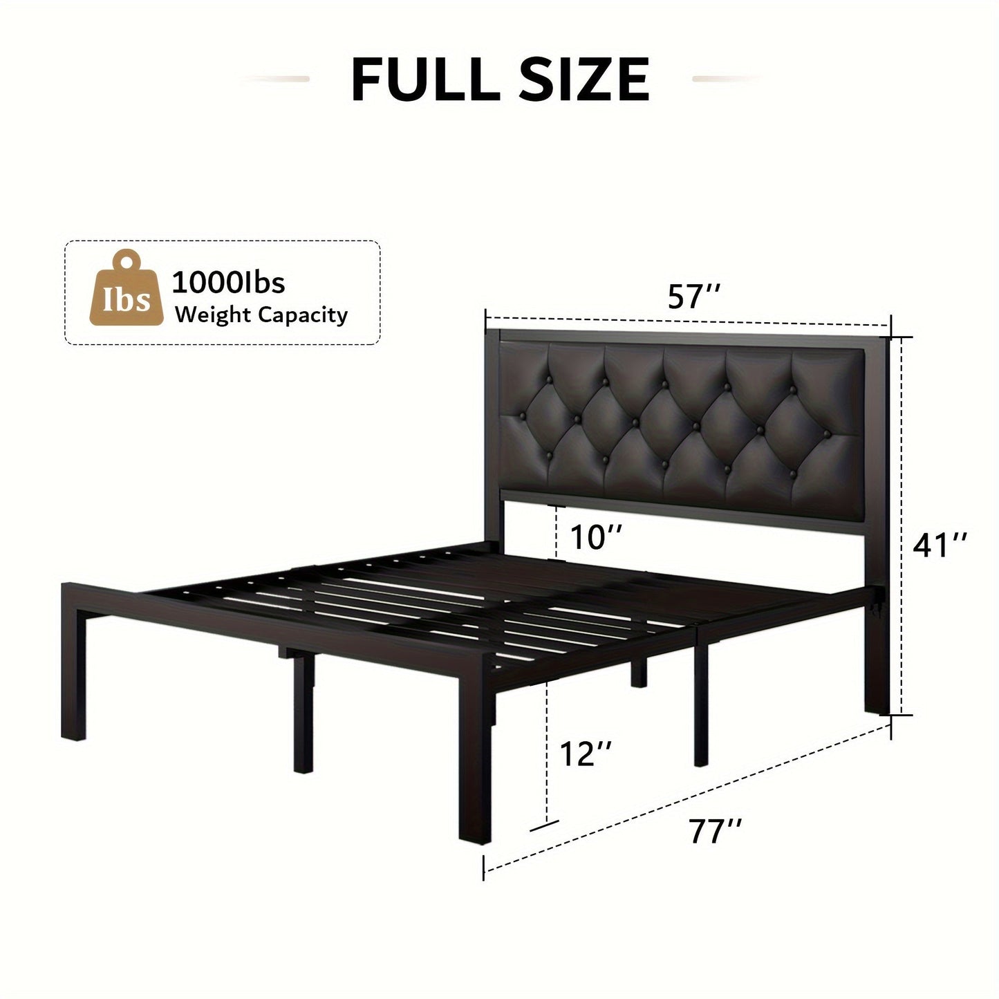 Bed Frame shown in the Black, Full option