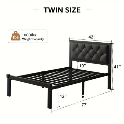 Bed Frame shown in the Black, Twin option