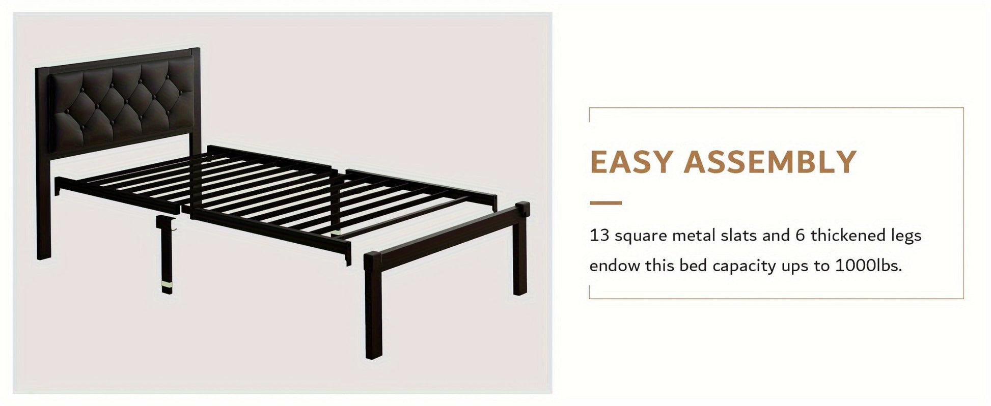 12-Inch Metal Bed Frame with No Box Spring Needed and Tool-Free Assembly detail image - detail view 17