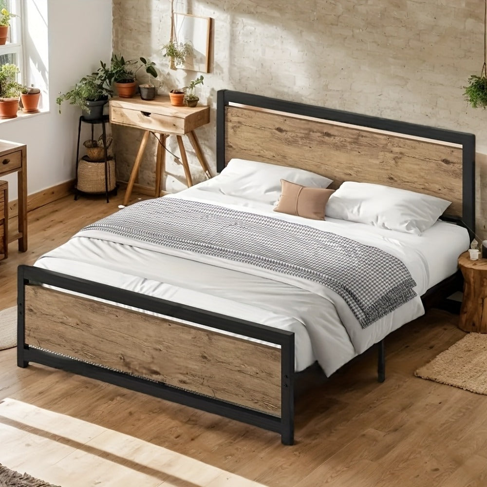 12-Inch Wood Bed Frame with No Box Spring Needed, Mattress Support Frame for Bedroom detail image - detail view 11
