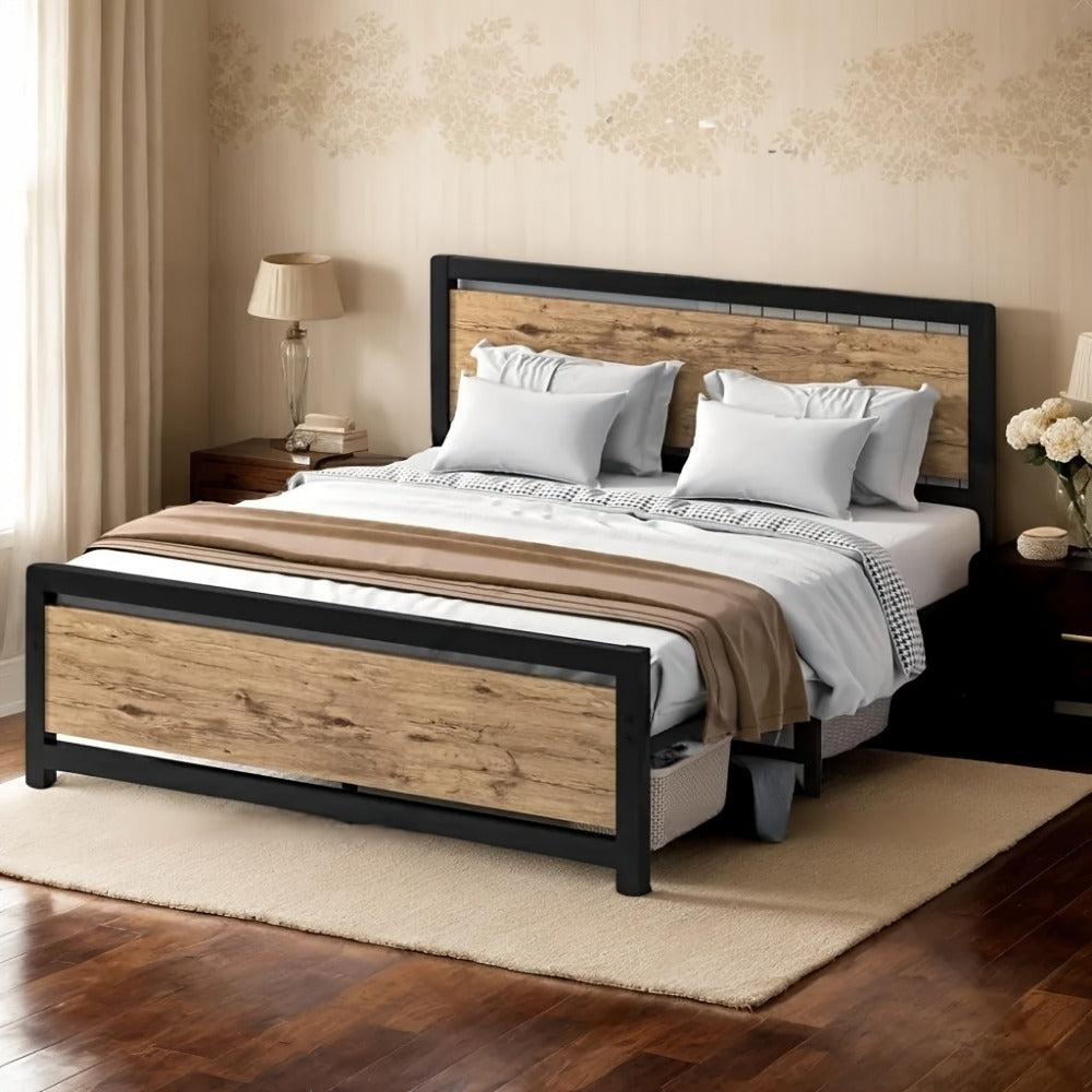 12-Inch Wood Bed Frame with No Box Spring Needed, Mattress Support Frame for Bedroom detail image - detail view 12