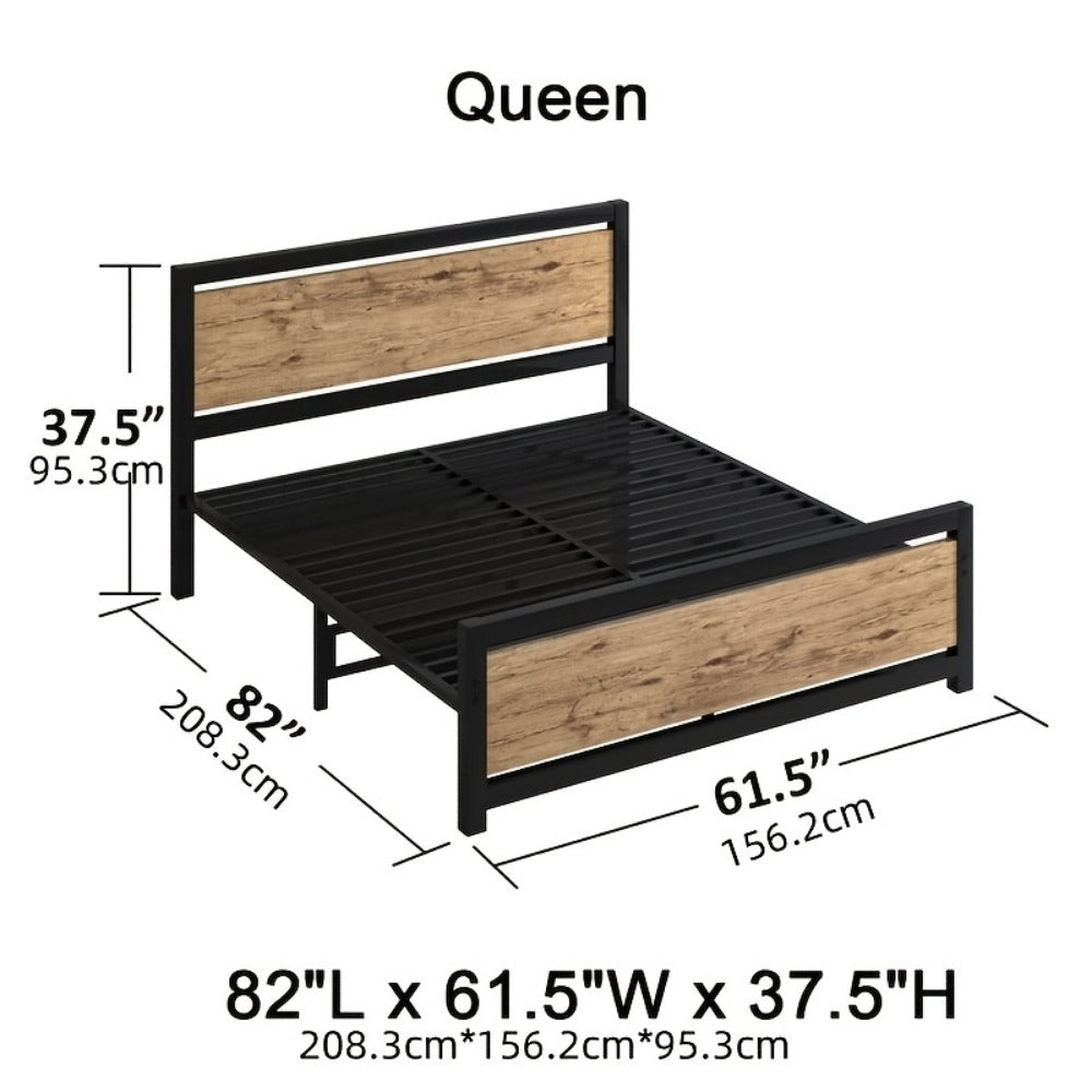 12-Inch Wood Bed Frame with No Box Spring Needed, Mattress Support Frame for Bedroom detail image - detail view 13