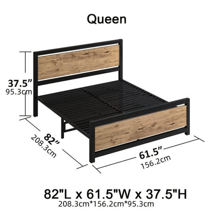 12-Inch Wood Bed Frame with No Box Spring Needed, Mattress Support Frame for Bedroom detail image - detail view 13