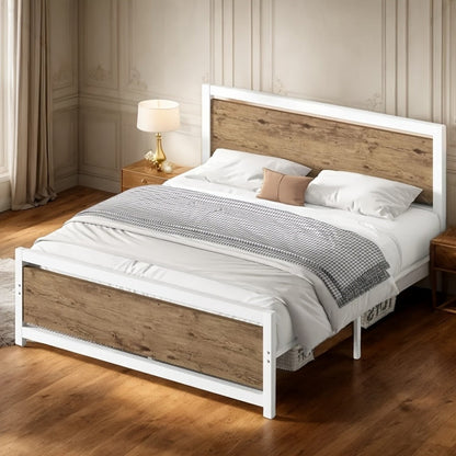 12-Inch Wood Bed Frame with No Box Spring Needed, Mattress Support Frame for Bedroom detail image - detail view 14