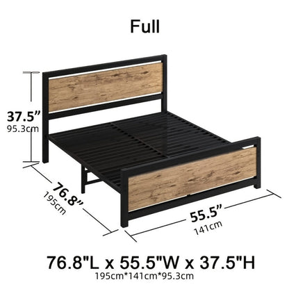 12-Inch Wood Bed Frame with No Box Spring Needed, Mattress Support Frame for Bedroom detail image - detail view 17
