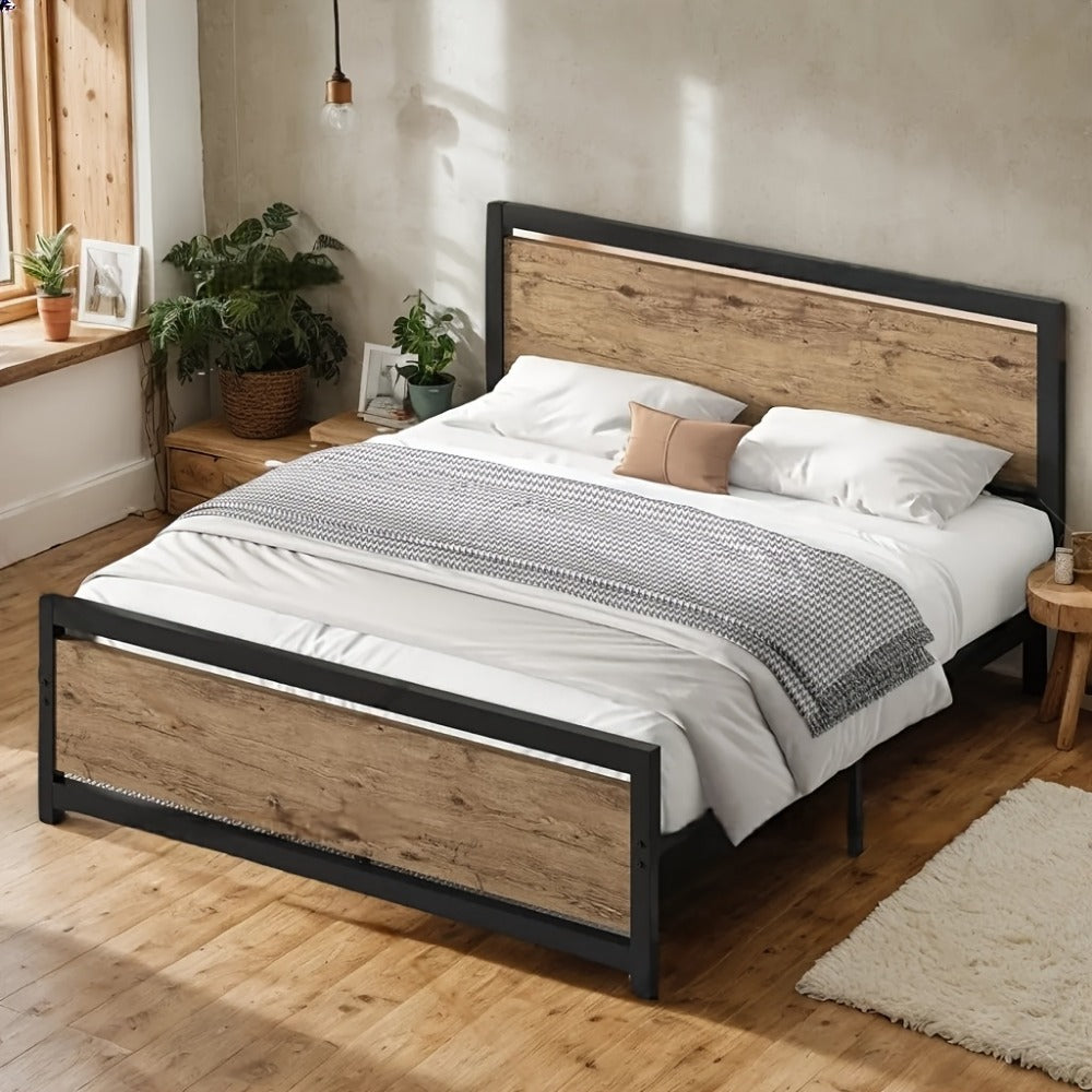 12-Inch Wood Bed Frame with No Box Spring Needed, Mattress Support Frame for Bedroom detail image - detail view 18