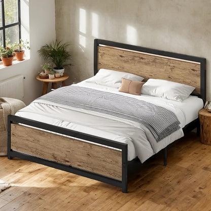 12-Inch Wood Bed Frame with No Box Spring Needed, Mattress Support Frame for Bedroom detail image - detail view 22