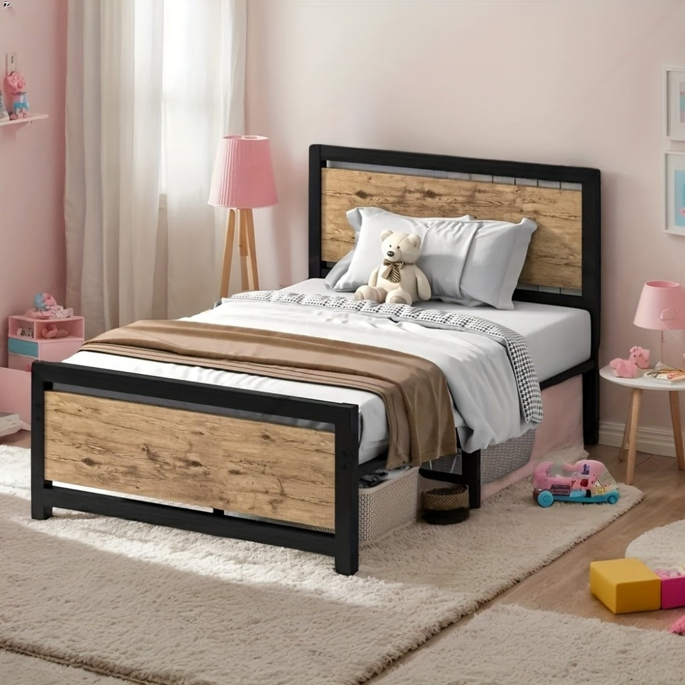 12-Inch Wood Bed Frame with No Box Spring Needed, Mattress Support Frame for Bedroom detail image - detail view 7