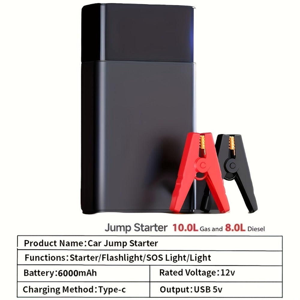 Upgraded 7-in-1 Portable Car Jump Starter – Multifunctional Emergency Battery Booster for 12V Vehicles Up to 2.64gal Gas / 2.38gal Diesel, LED Emergency Light, Available with or without Air Pump