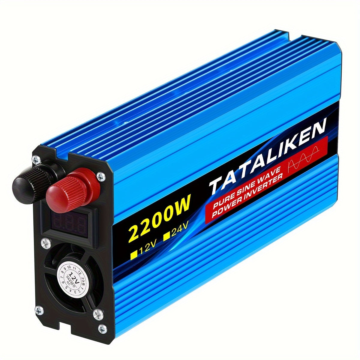 TATALIKEN 2200Watt Pure Sine Wave Inverter, 12V/24V DC to 110V AC | 2 AC Output Outlets, Suitable for RVs, Trucks, Off-grid Systems, Homes And Vehicles, Truck Power Supplies, Electronic Accessories, Batteries Not Included.