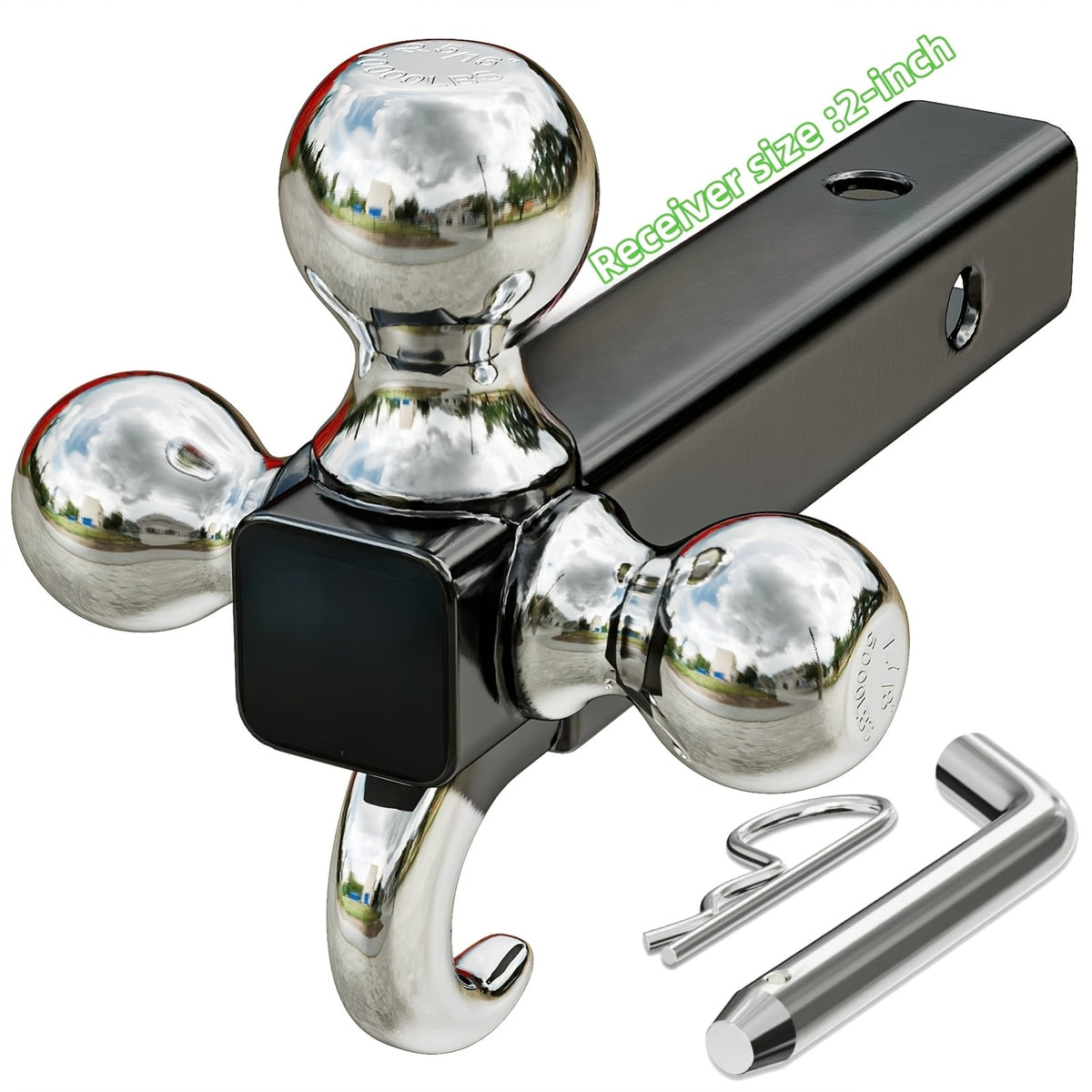 2Inch 45000 LBs Shackle Hitch Receiver Breaking Strength 3/4" D Ring Shackle W/Trailer Hitch Pin Heavy Duty Solid Recovery Towing Kit For Trucks Jeeps Off Road