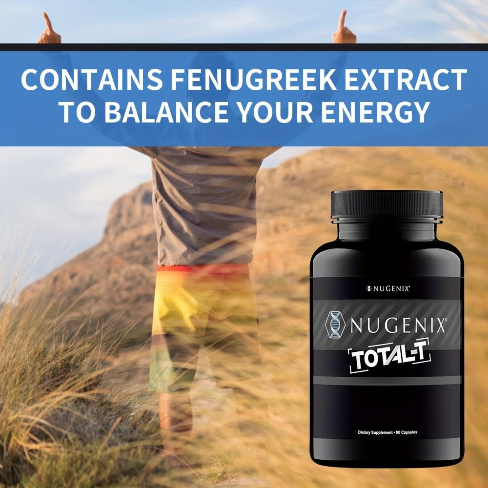 Total-T Testosterone Booster for Men — Daily Vitality & Hormone Support Capsules | Natural Energy, Strength, Stamina & Overall Male Health Formula | 90 Capsules