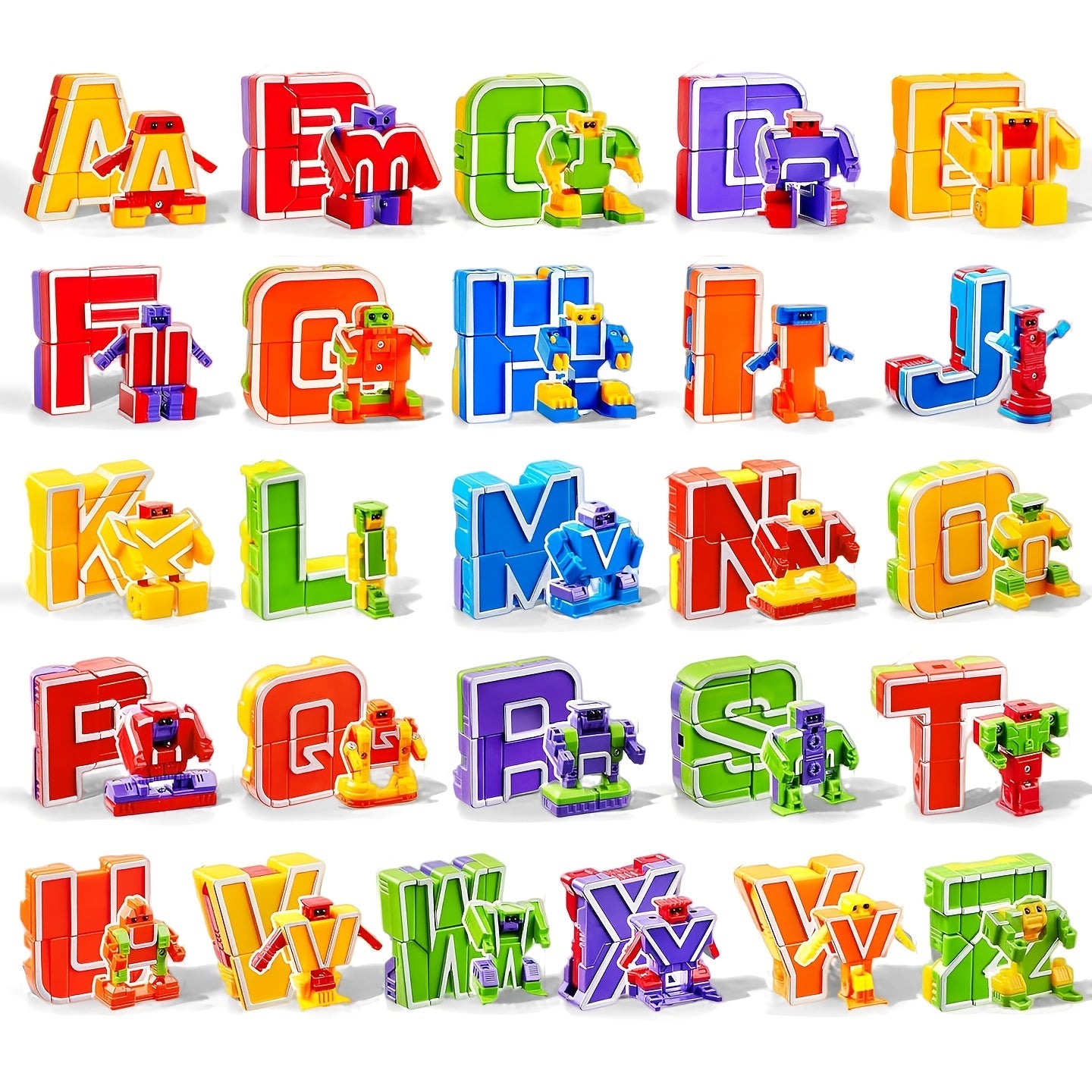 Alphabet Robot Toys for Kids Alphabots ABC Learning Letter Transform Robots – STEM Educational Toy for Boys & Girls Ages 3-8, Classroom Prizes, Treasure Box Rewards, Christmas & Birthday Gifts