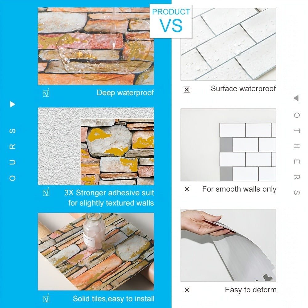Marble Floor & Wall Decals 40-Pack Self-Adhesive Waterproof Removable Vinyl Sheets – Luxury Marble Pattern Tile Stickers for Bathroom, Kitchen & Living Room