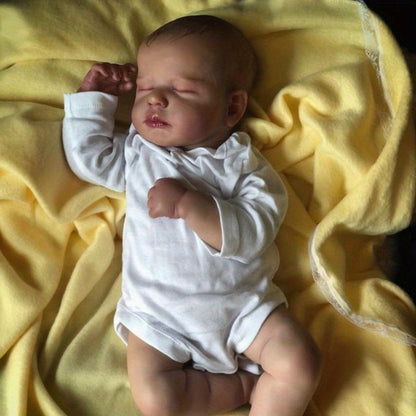 Cloth Body Reborn Baby Doll 20 Inch Sleeping Newborn – 50cm Soft Silicone Head & Limbs, 3D-Painted Skin Visible Veins, Magnetic Pacifier, Birth Certificate Included, Lifelike Gift for Collectors & Kids
