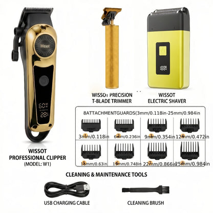 3-in-1 Grooming Kit for Men — Electric Hair Clipper, Nose Hair Trimmer & Shaver Set, USB Rechargeable Lithium Battery Cordless, 2 3 4-Piece Options, Black & Golden, Gift for Husband Boyfriend Father