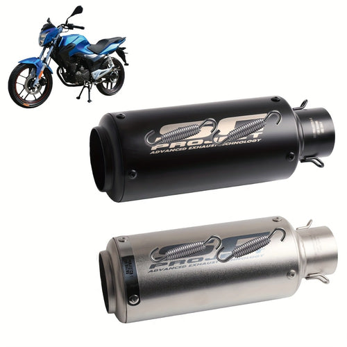 Universal 51mm Motorcycle Exhaust Pipe Stainless Steel Slip-On Muffler for Z900 FZ6 RC390 S1000XR Off-Road Motorcycles Black Strip Titanium ANMIEN