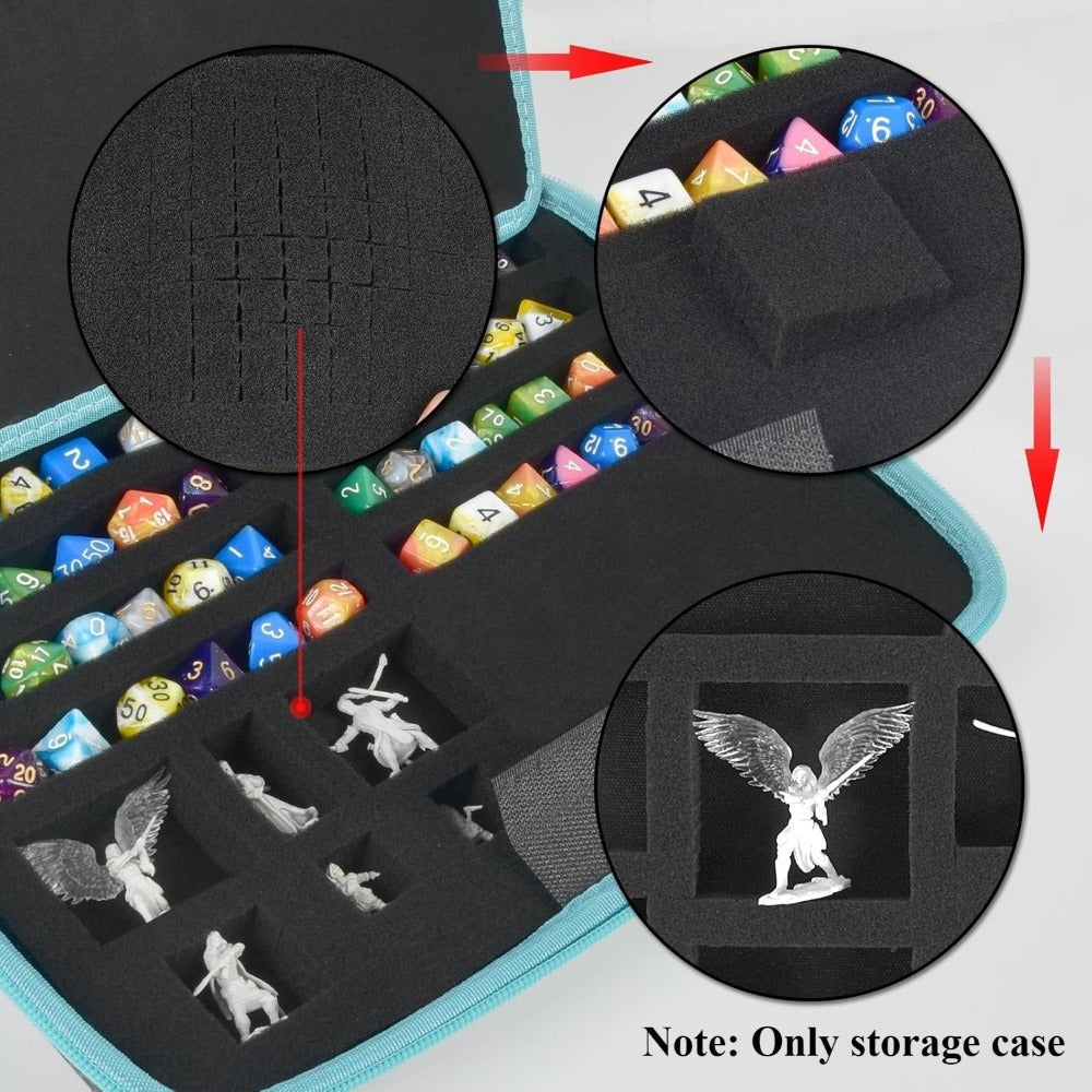 DND Dice Tray & Storage Box for D&D MTG RPG Tabletop Games – Polyhedral Dice Holder Organizer Case for D20 D12 D10 D8 D6 D4, Gamer Gift, Case Only (Green, Grey, Red, Black)