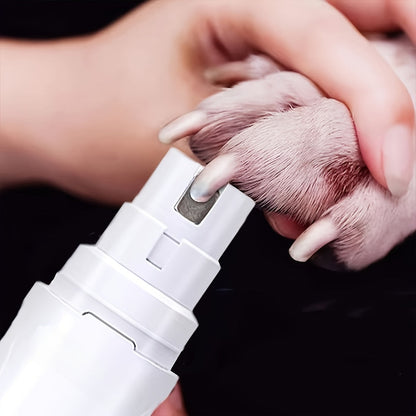 Electric Pet Nail Grinder 2-Speed 3-Port - Rechargeable Quiet Dog Cat Nail Trimmer with 3 Hour Battery Life, Painless Paw Nail Polisher for Small Medium Large Dogs All Breeds, White