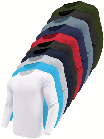 Men's Performance T-Shirt - Crew Neck Long Sleeve Streetwear Style