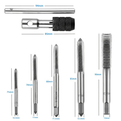 Tap and Die Set Metric – 12-Piece & 40-Piece M3-M12 Thread Plug Straight Taper with Pitch Calipers & Wrench, Internal & External Threading Tool Kit for Metal, DIY & Home Repair