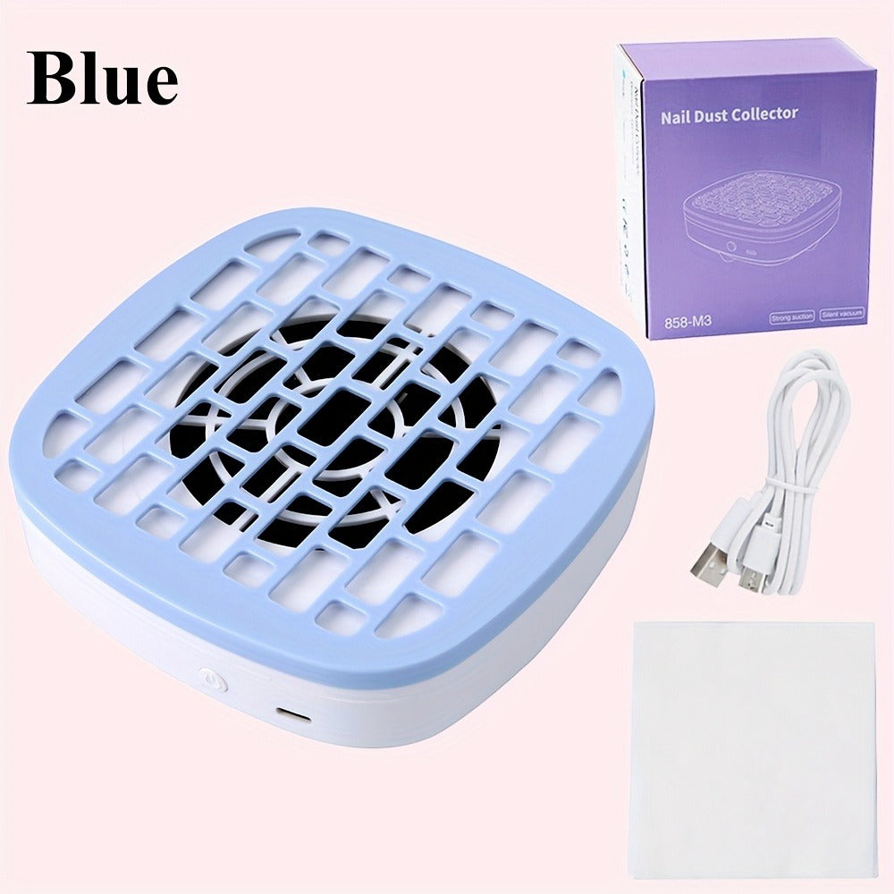 Nail Dust Collector Desktop USB Electric Nail Vacuum Fan Powerful Suction Powder Removal Machine with Filter for Manicure Nail Drill Salon Home Use White Pink Blue Purple