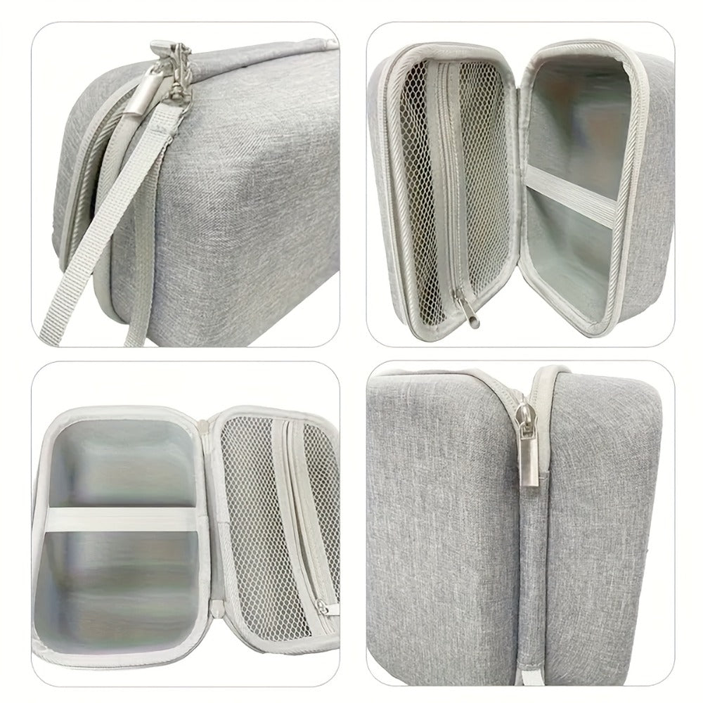 EVA Hard Shell Storage Bag Multi-Compartment Travel Case for Facial Steamer Nebulizer Humidifier Pore Vacuum Cleaner — Portable Beauty Device Organizer with Pockets White