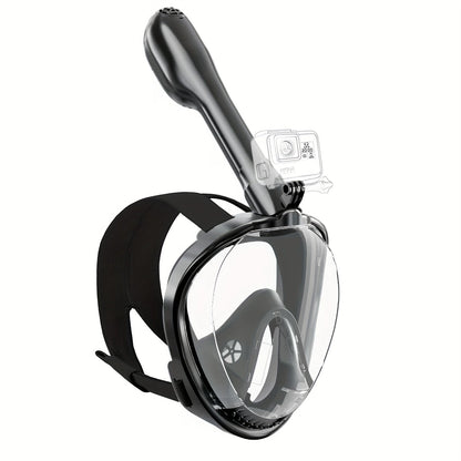 180° Full Face Snorkel Mask with Camera Mount Dry Top System – Foldable Panoramic Snorkeling Mask Leak-Proof Fog-Proof Safe Breathing for Adults Men Women Diving Swimming