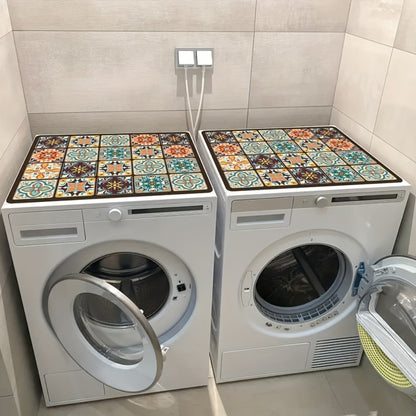 Washing Machine Cover Vintage Mosaic Pattern Dustproof Anti-Slip Diatomite Material 23.62 x 19.69 Inch Multi-Use Appliance Protector for Laundry Room Kitchen Top Load Washer