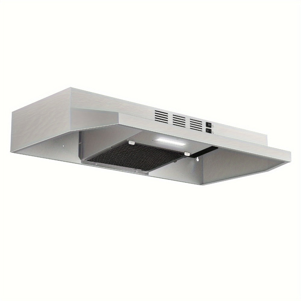 Range Hood 30 Inch Under Cabinet | Ducted & Ductless Convertible Kitchen Vent Hood with LED Light & 2-Speed Exhaust Fan, Stainless Steel – Black, White & Silver, Easy Install