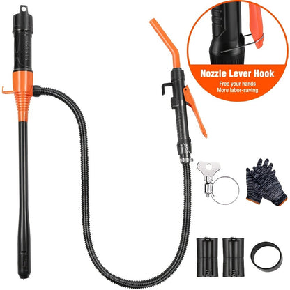Battery Powered Fuel Transfer Pump 2.4 GPM Portable Gas Transfer Pump with Flow Control Nozzle for Gasoline Oil Diesel 1.3" Straw Corrosion Resistant Filter Design