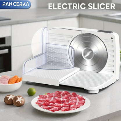 Electric Meat Slicer 0-15mm Adjustable Thickness – Home & Commercial Deli Food Cutter for Meat, Vegetables, Fruits, Bread & Lamb, Stainless Steel Blade, Easy to Clean Kitchen Slicing Machine