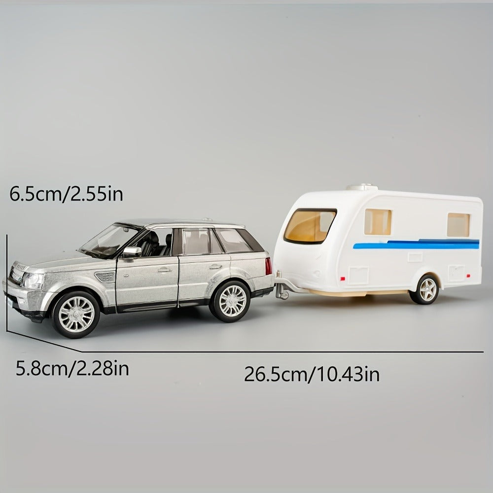 RMZCity 1:36 Scale Zinc Alloy Pull Back Car with Horse Trailer & Horse Vehicle – Openable Doors Diecast Toy Set for Kids & Adults, Birthday Christmas Gift (4 Models)