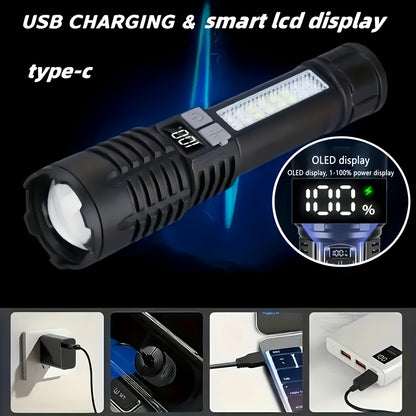 3000 Lumen Tactical Flashlight 2-Pack – USB-C COB Zoomable