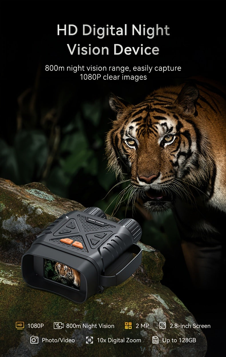 Night Vision Binoculars for Adults 4K Digital - 1080P HD Infrared Night Vision Goggles with 2.8" Screen, 10x Zoom, 7-Level 850nm IR Illuminator, 2000mAh Rechargeable Battery for Hunting Camping Boating Wildlife Observation, Gift for Men