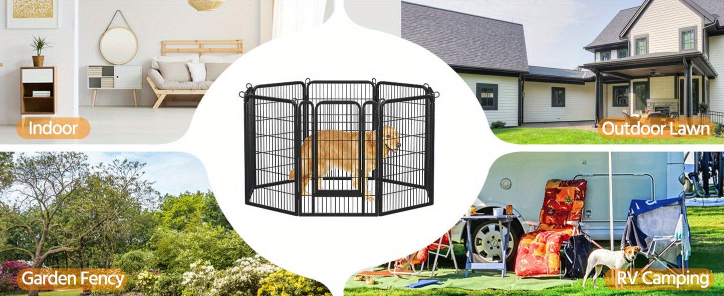 Dog Playpen Heavy Duty Foldable - 8 & 16 Panel Pet Exercise Pen for Large Medium Small Dogs, Portable Indoor Outdoor Puppy Pen for Yard Garden Camping RV, 24"/32"/40" Panel Height