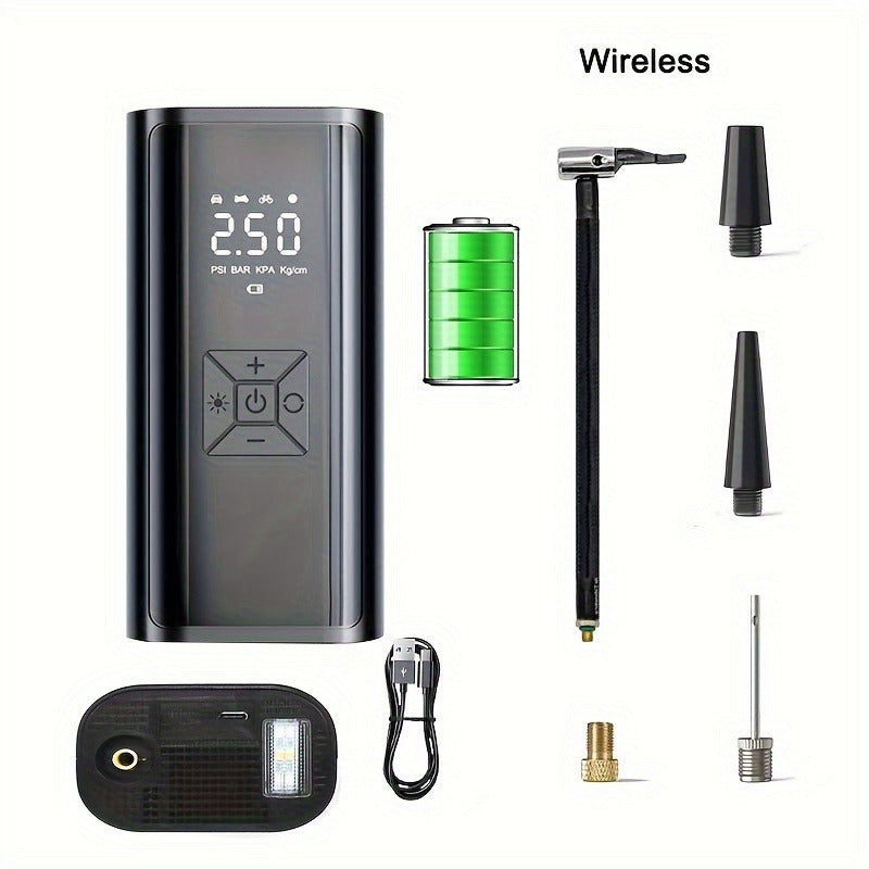 Portable Tire Inflator 150PSI | Digital Gauge LED Light USB Charging