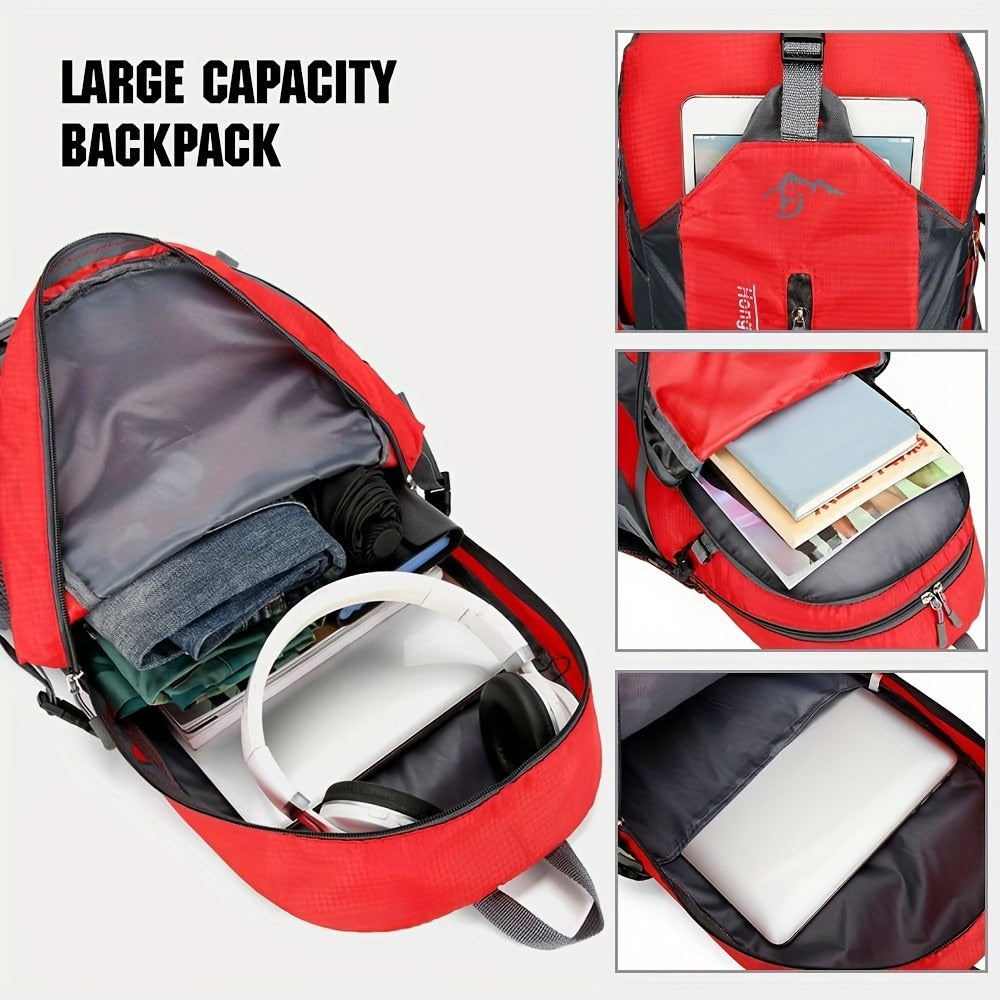Hiking Backpack 25.8L Outdoor Mountaineering Bag – Large Capacity Travel Sports Rucksack with Torso Adjustment for Trekking, Camping, Climbing & Day Trips, Available in Red, Blue, Black & Orange