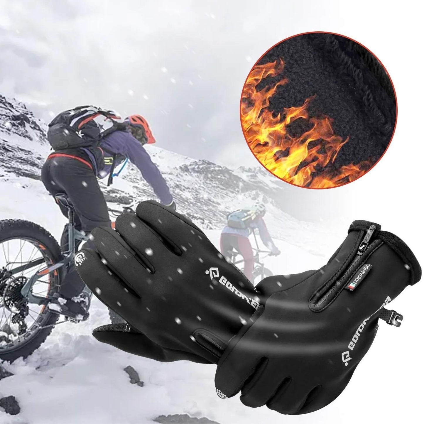 Windproof Knit Gloves for Outdoor Riding & Skiing – 2 Pairs Full-Finger Slip-Resistant Winter Gloves | 100% Polyamide Warm Gloves for Men & Women | S M L XL XXL | Black Gray