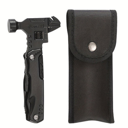 Multitool Folding Pliers Hammer Wrench Combo 4-in-1 Portable Camping Multi-Function Tool for Outdoor Survival Vehicle Emergency Household Repair