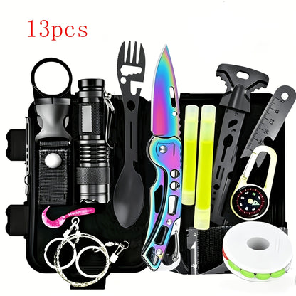 Outdoor Survival Gear Set 11/13/258-Piece – Professional Emergency Kit with Fire Starter & Compass | Multi-Tool Outdoor Equipment for Camping, Hiking & Adventure
