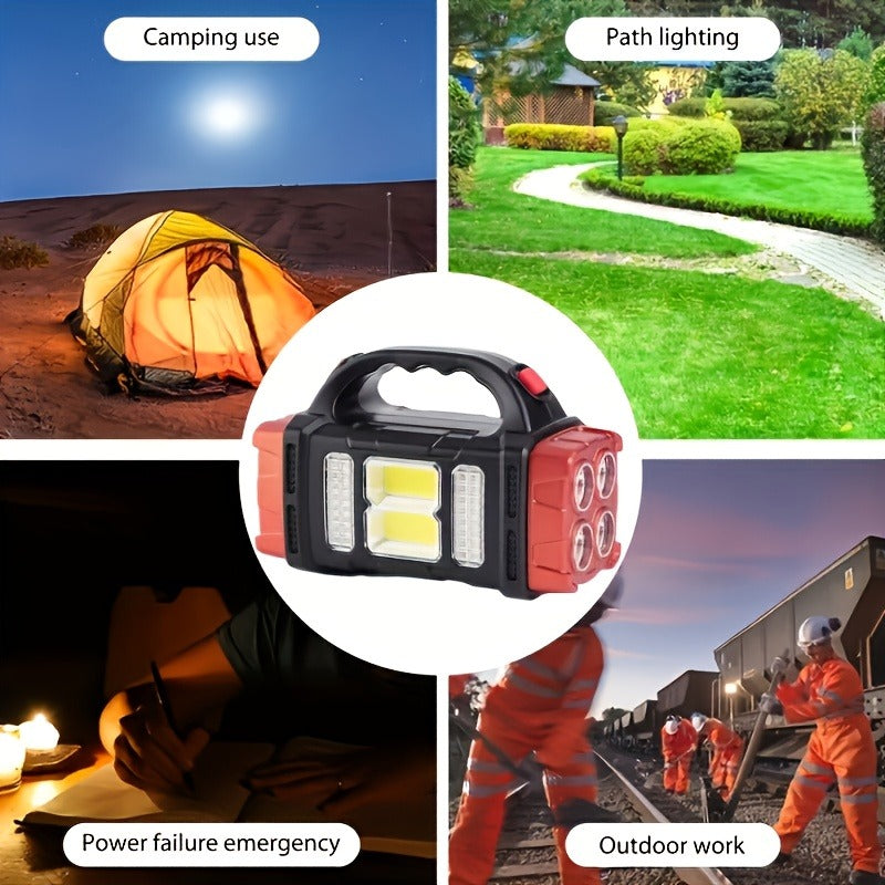 Rechargeable Solar Flashlight 2000 Lumen LED Torch with Power Bank USB-C Charging for Camping Hiking Outdoor Emergency
