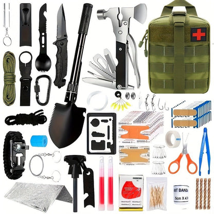 Survival Kit 160-in-1 Professional Emergency Gear with MOLLE Tactical Bag for Camping Hiking Hunting Outdoor Adventure Men