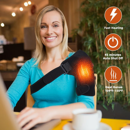 Heated Shoulder Massager with 3 Vibration Modes – USB Rechargeable, Wireless, Heat Therapy Neck Shoulder Wrap, Gift for Men Women Seniors