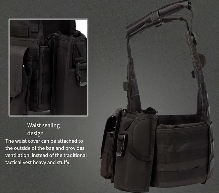 Tactical MOLLE Vest 6094 Adjustable Combat Chest Rig with Multi-Pocket System for Outdoor Hunting Training Airsoft CS Wargame Hiking Camping