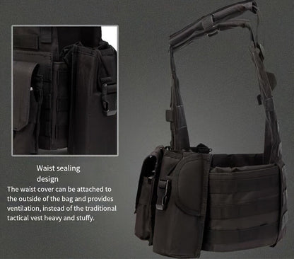 Tactical MOLLE Vest 6094 Adjustable Combat Chest Rig with Multi-Pocket System for Outdoor Hunting Training Airsoft CS Wargame Hiking Camping