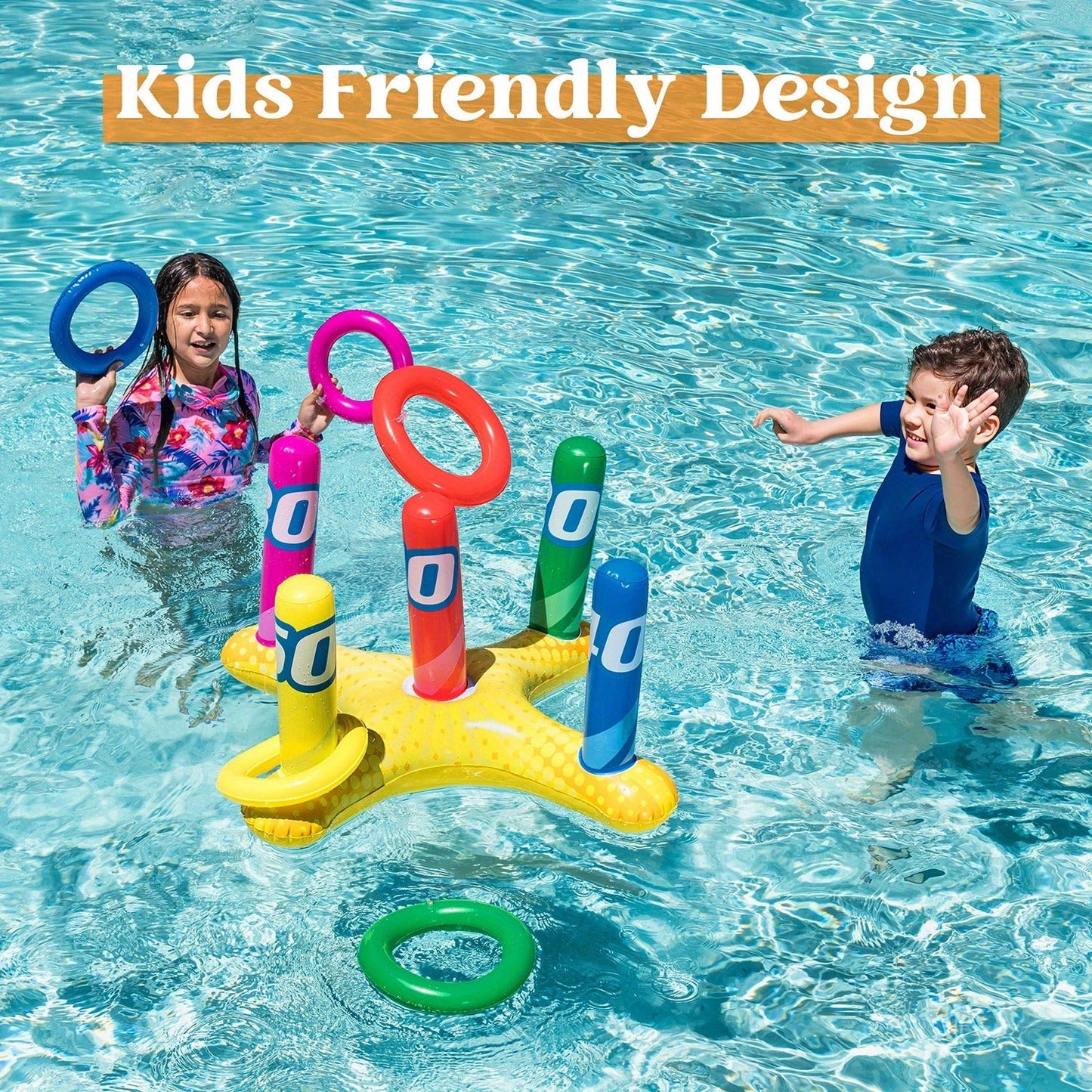 Inflatable Pool Toss Game Set – 2-in-1 Ring Toss & Cornhole Floating Swimming Pool Party Games for Kids & Adults