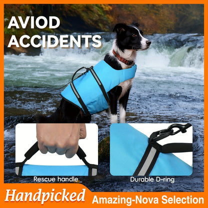 Dog Life Jacket Ripstop Swim Vest with Handle – Buoyancy Flotation Dog Life Vest for Swimming, Boating & Water Safety, Sizes XS to XL, 6 Bright Colors for Small Medium Large Dogs