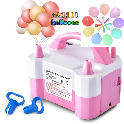 Electric Balloon Pump Double Nozzle 600W – Portable Fast Balloon Blower Inflator for Party Decoration, Birthday, Wedding & Events, 110V-120V, Multiple Colors with Optional Balloon Kit (Green, Rose Red, Pink, Blue, Orange)